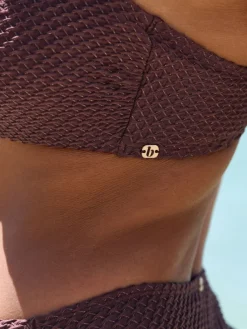 B by Ted Baker Non Padded Underwired Chocolate Brown Lurex Bikini Top