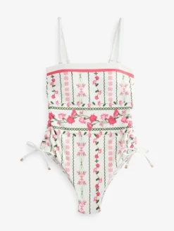 B by Ted Baker Tummy Control Bandeau Swimsuit White New