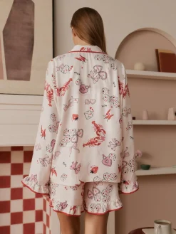 Bath & Body Works Red/White Be Mine Love Long Sleeve Shorts Set New