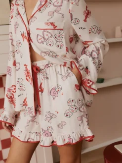 Bath & Body Works Red/White Be Mine Love Long Sleeve Shorts Set New