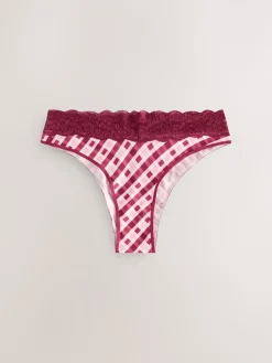 Next Extra High Leg Cotton Lace Knickers 4 Pack Berry Bow Print Sale