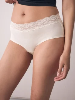 Next Midi Cotton Lace Knickers 4 Pack Berry Bow Print Best