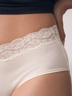 Next Midi Cotton Lace Knickers 4 Pack Berry Bow Print Best