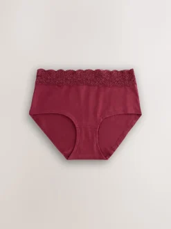 Next Midi Cotton Lace Knickers 4 Pack Berry Bow Print Best