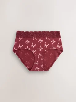 Next Midi Cotton Lace Knickers 4 Pack Berry Bow Print Best