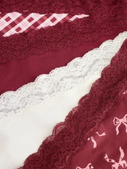 Next Midi Cotton Lace Knickers 4 Pack Berry Bow Print Best