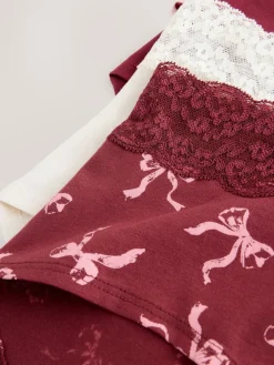 Next Midi Cotton Lace Knickers 4 Pack Berry Bow Print Best