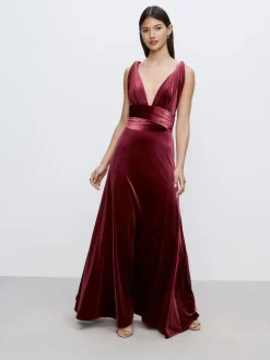 Next Bridesmaid Velvet Multiway Maxi Dress Berry Red Online