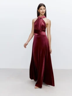 Next Bridesmaid Velvet Multiway Maxi Dress Berry Red Online