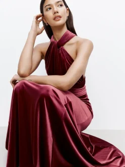 Next Bridesmaid Velvet Multiway Maxi Dress Berry Red Online