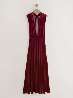 Next Bridesmaid Velvet Multiway Maxi Dress Berry Red Online