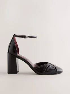 Next Forever Comfort® Leather Block Heels With Ankle Strap Berry Red Online