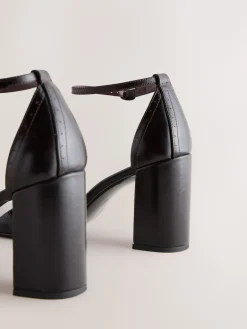 Next Forever Comfort® Leather Block Heels With Ankle Strap Berry Red Online