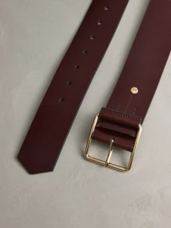 Next N. Premium Made In Italy Wide Leather Belt Berry Red