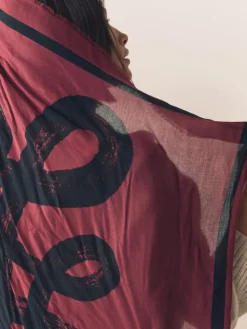 Next Berry Red N Swirl Square Lightweight Scarf