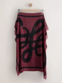 Next Berry Red N Swirl Square Lightweight Scarf