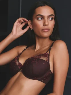 Next Berry Red Pad Balcony Premium Embroidery Bra