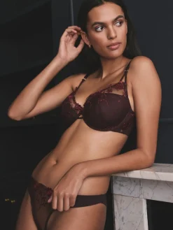 Next Berry Red Pad Balcony Premium Embroidery Bra
