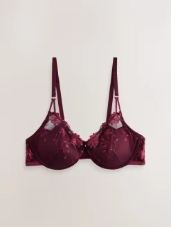 Next Berry Red Pad Balcony Premium Embroidery Bra