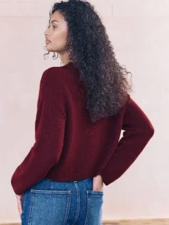 Next Soft Touch Crew Neck Knitted Cardigan With Wool Berry Red