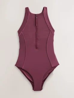 Next Berry Wine Active High Neck Tummy Control Swimsuit Hot