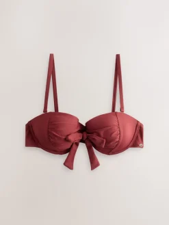 Next Berry Wine Bow Wired Bandeau Bikini Top Best