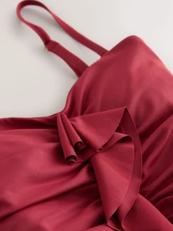 Next Tummy Control Frill Bandeau Swimsuit Berry Wine