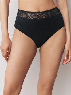 Next Black / Berry Full Brief All Over Lace Medium Flow Period Knickers 2 Pack Clearance