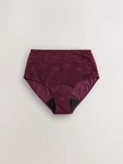 Next Black / Berry Full Brief All Over Lace Medium Flow Period Knickers 2 Pack Clearance