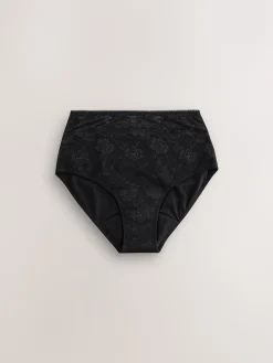 Next Black / Berry Full Brief All Over Lace Medium Flow Period Knickers 2 Pack Clearance