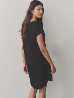 Next 100% Cotton Cap Sleeve V-Neck Mini Dress Black