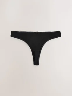 Next Thong Cotton Rich Knickers 7 Pack Black / Pastel Rose Nude / White New