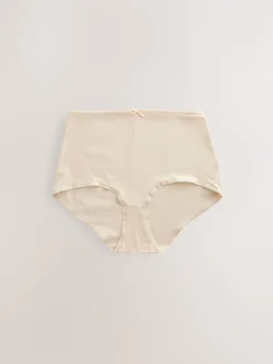 Next Full Brief Cotton Rich Knickers 7 Pack Black / Pastel Rose Nude / White New