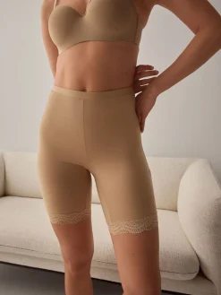 Next Cotton Blend Anti-Chafe Shorts 2 Pack Black / Pastel Rose Nude