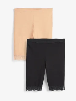 Next Cotton Blend Anti-Chafe Shorts 2 Pack Black / Pastel Rose Nude