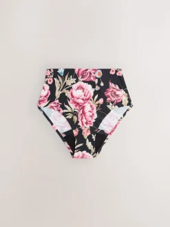 Next Black / Praline Nude / Pink Floral Full Brief No VPL Medium Flow Period Knickers 4 Pack