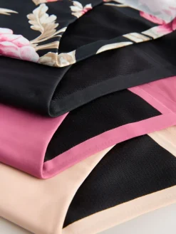 Next Black / Praline Nude / Pink Floral Full Brief No VPL Medium Flow Period Knickers 4 Pack