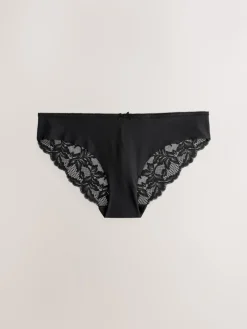 Next Brazilian No VPL Lace Back Briefs 5 Pack Black / White / Praline Nude Outlet