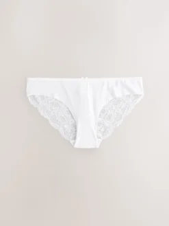 Next Brazilian No VPL Lace Back Briefs 5 Pack Black / White / Praline Nude Outlet