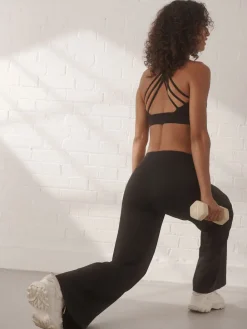 Next Active Ultimate Wide Leg Trousers Black New