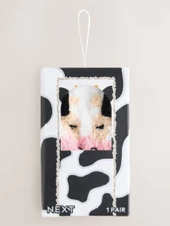 Next Black and White Cow 1 Pack Cosy Ankle Socks in a Gift Box Sale