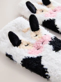 Next Black and White Cow 1 Pack Cosy Ankle Socks in a Gift Box Sale