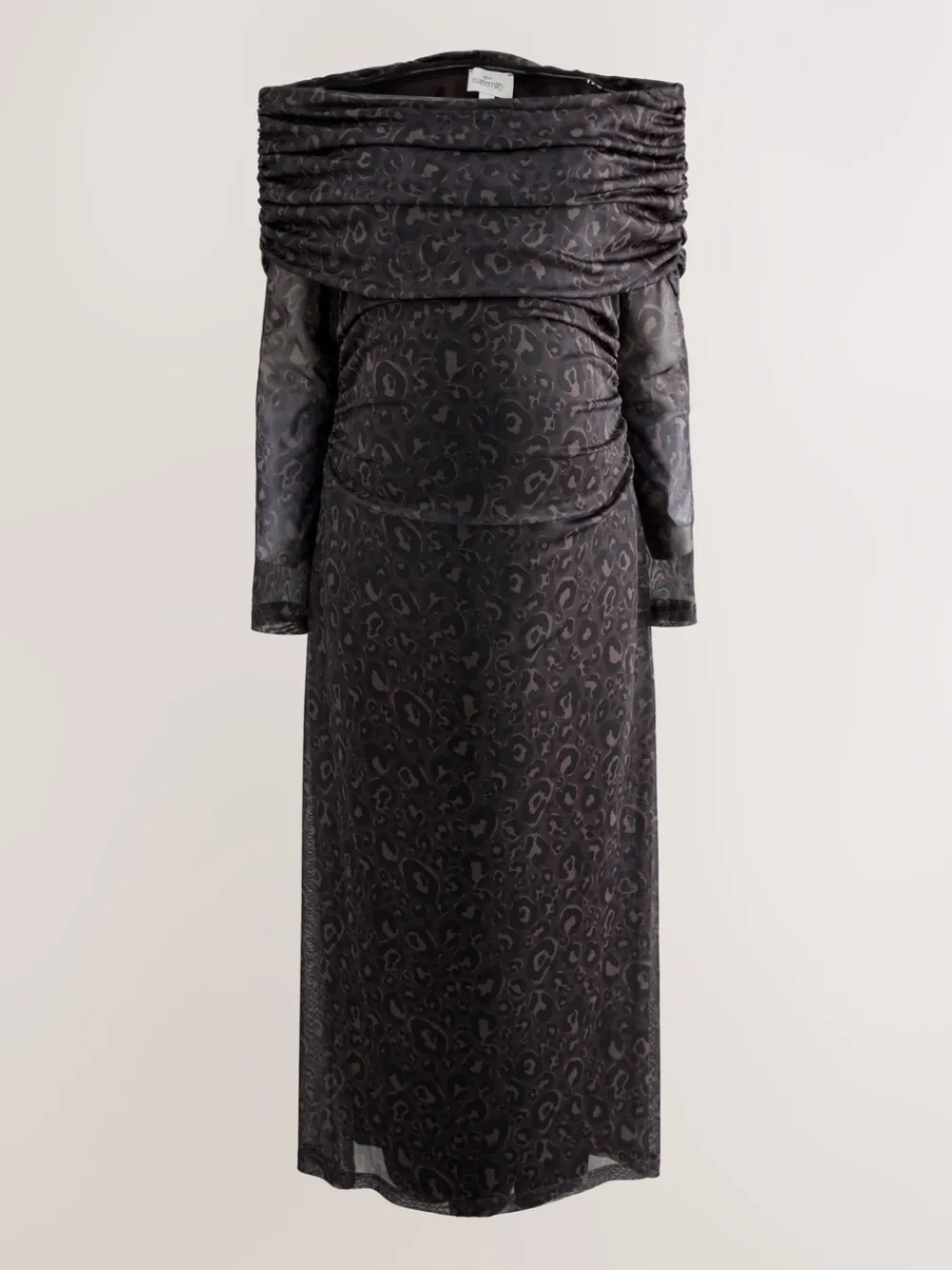 Next Maternity Mesh Bardot Dress Black Animal Print Best