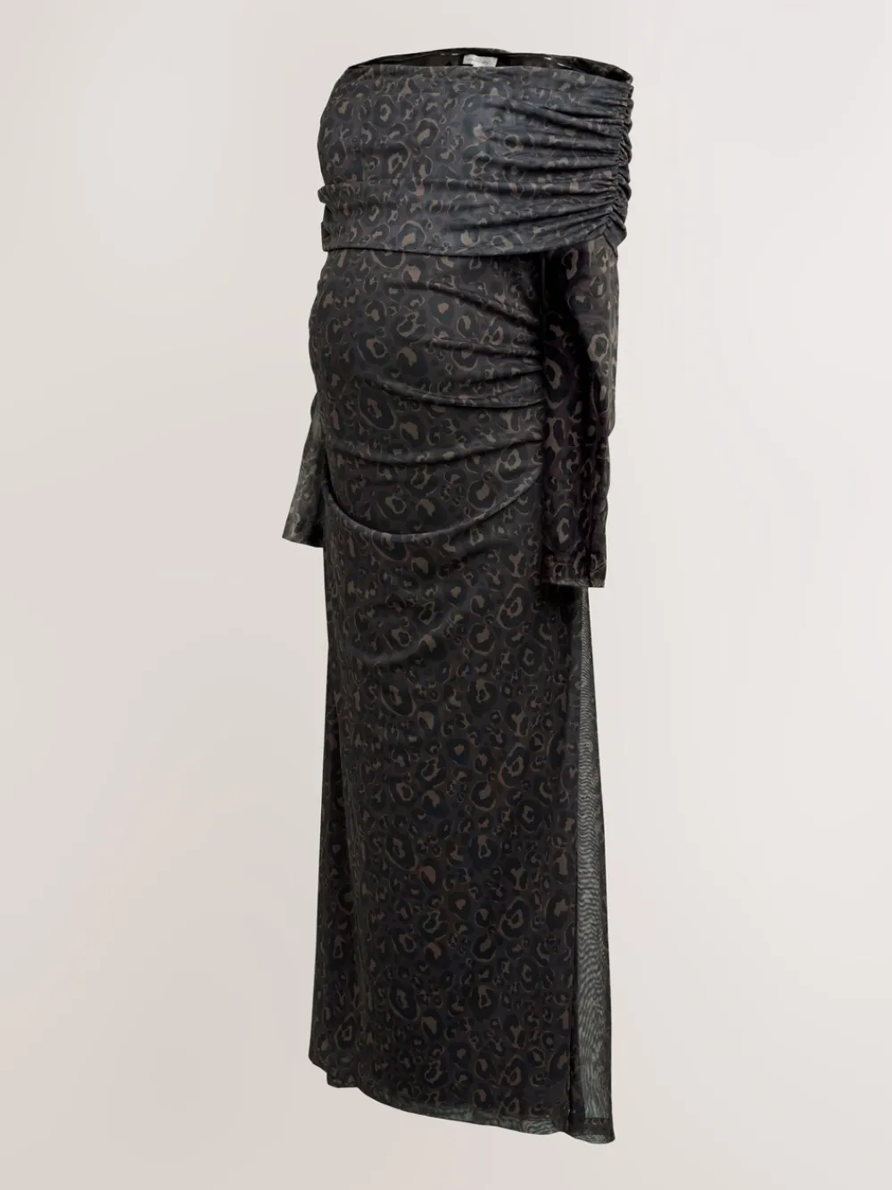 Next Maternity Mesh Bardot Dress Black Animal Print Best