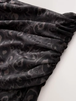 Next Maternity Mesh Bardot Dress Black Animal Print Best