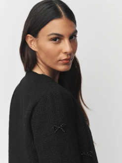 Next Black Beaded Bow Boucle Jacket Discount