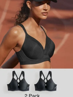 Next Black B-G High Impact Dry Tech Full Cup Wired Sports Bras 2 Pack Hot