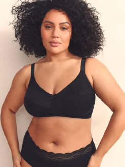Next B-H Total Support Full Cup Non Wire Cotton Ultimate Comfort Bra Black Sale