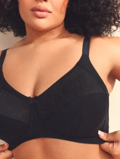 Next B-H Total Support Full Cup Non Wire Cotton Ultimate Comfort Bra Black Sale