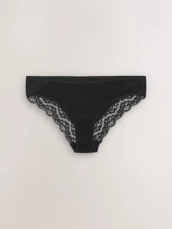 Next Black Bikini Cotton Lace Knickers 4 Pack